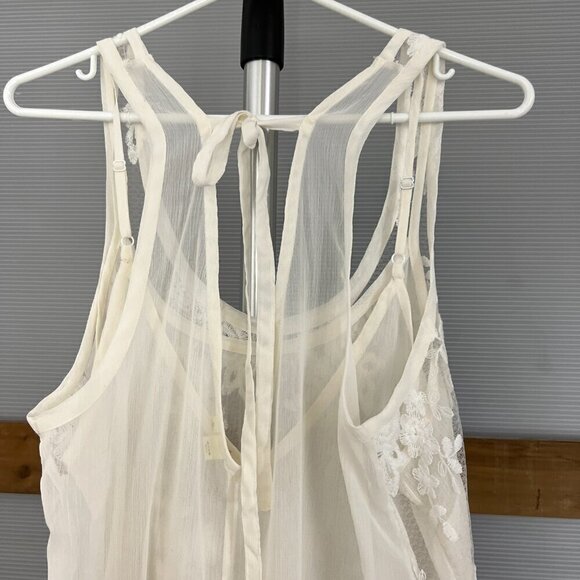 Anthropologie x Eloise Lierre‎ Cream Embroidered White Lace Mini Slip Dress Sz L - Picture 8 of 14